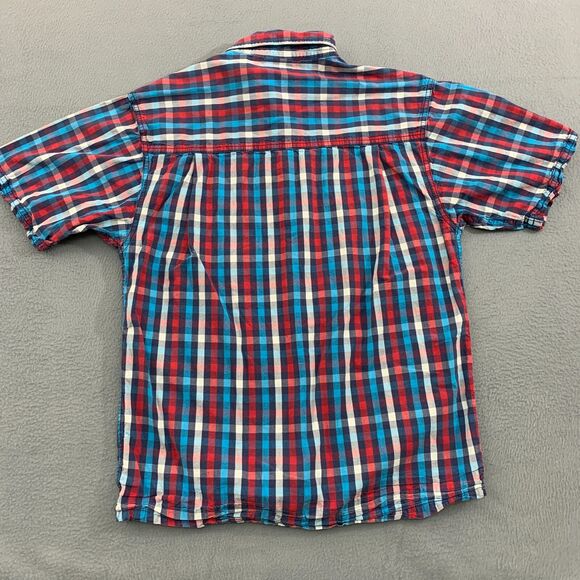 Kavu Button Down Shirt Mans Small Multicolor Plaid Short Sleeve Pockets Front - Picture 2 of 12